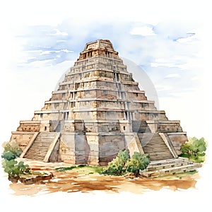 Sumerian temple complex with a ziggurat at its center illustration photo