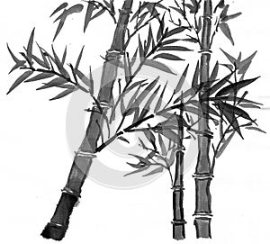 Sumi-e bamboos suibokuga