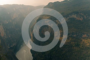 Sumidero Canyon Chiapas Mexico in Grijalva river