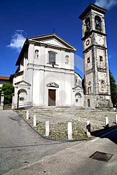 The sumirago church closed brick tower sidewalk italy