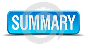 Summary blue square isolated button
