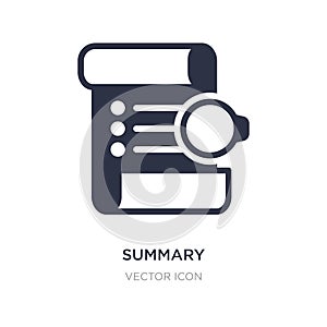 summary icon on white background. Simple element illustration from Technology concept