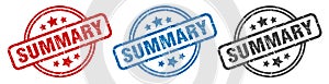 summary stamp. summary round isolated sign.