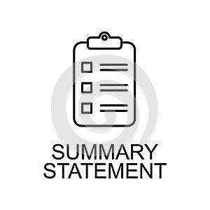 summary statement line icon. Element of human resources signs with name for mobile concept and web apps. Thin line summary photo