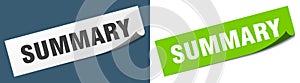 summary sticker. summary sign set.