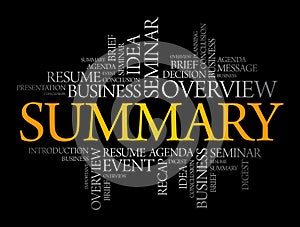 Summary word cloud collage, business concept