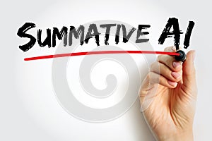 Summative AI handwritten underlined in red, depicting artificial intelligence applications in summative assessment, digital