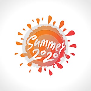Summer 2020 logo on the background of the hot sun.