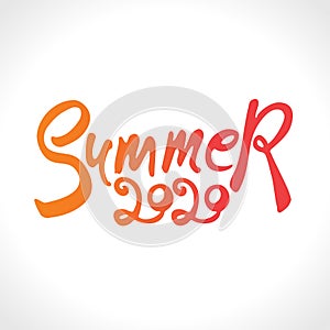 Summer 2020. Vector logo hand lettering felt-tip pen and a small sun drawn.