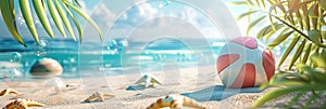 summer 3d background Travel and Vacation Poster Design with Beach Elements