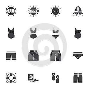 Summer accessory vector icons set