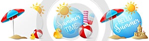 Summer action offers buttons set isolated vector