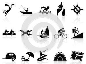 Summer activities icons set photo