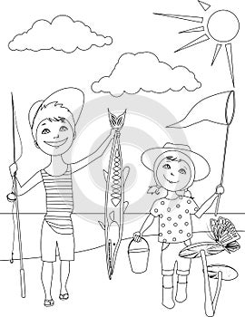Summer activities for kids coloring page