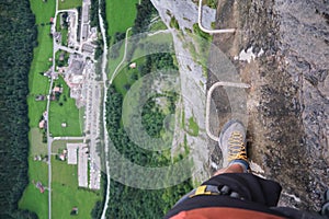 Summer activity at Murren-Gimmelwald via ferrata (klettersteig), Switzerland.