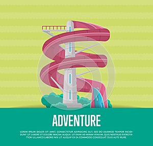 Summer adventure poster with water slide