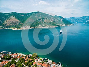 Summer aerial Panorama in Kotor bay, Montenegro