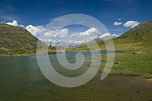 Summer alpine lake scenery