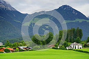 Summer alpine landscape near Ramsau village in Berchtesgaden Alpine region, Germany