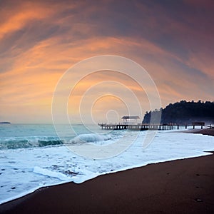 Summer arbor on beach