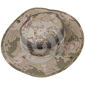 Summer army hat camouflage, with a mesh to ventilate the head, top view