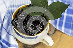 Summer/autumn seasonal fruit harvest concept. Blackberries