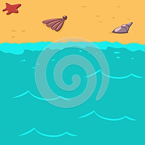 Summer background with beach and sea vector illustration
