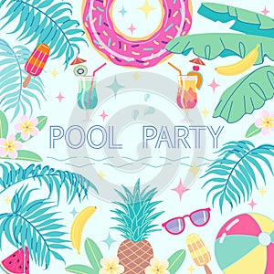 Summer background card template for pool party