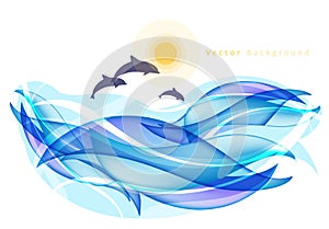 Summer background with dolphins