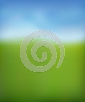 Summer background. Green fresh grass, blue sunny sky blur design. Abstract summer, spring nature. Beauty garden, park