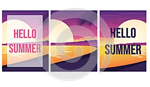 summer background with palm. summer poster vector illustration. Summer view poster.