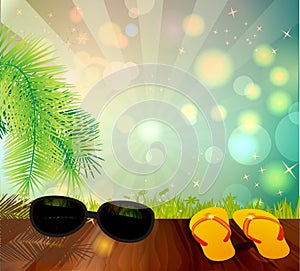 Summer background with palm trees