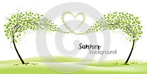 Summer background with stylized trees representing the season - summer.