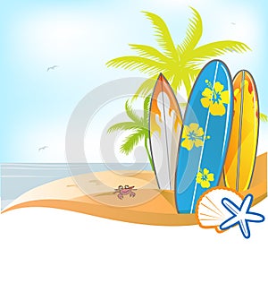 Summer background with surboard
