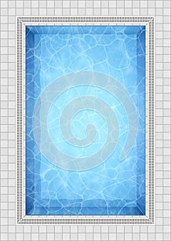 Summer background. Swimming pool bottom caustics ripple and flow with waves background. Overhead view. Texture of water