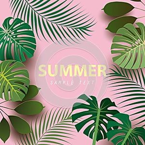 Summer background with tropical plants.