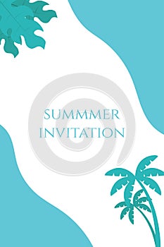 Summer background vector illustration with coconat tree