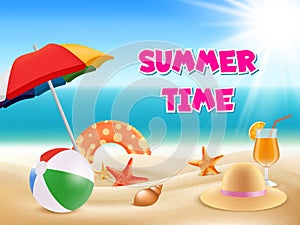 Summer background. Vector illustrations of summertime adventures