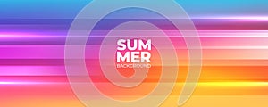 Summer background. Vibrant blurred color gradient banner with horizontal dynamic lines.