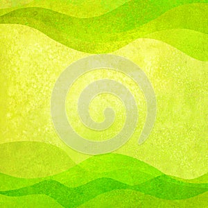 Summer background. Watercolor transparent green colored hand painted waves illustration