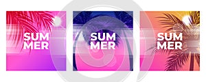 Summer backgrounds with palm trees and summer sun for creative Summertime season graphic design.