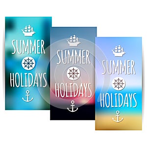 Summer banners with blurred nature background