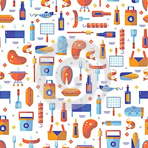 Summer barbecue and grill seamless pattern