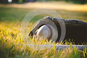 Summer baseball background close up