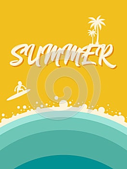 Summer on the beach abstract vintage retro poster background
