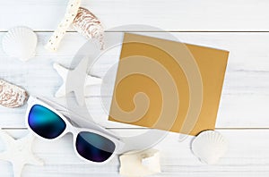 Summer Beach accessories White sunglasses,starfish,straw hat,sh