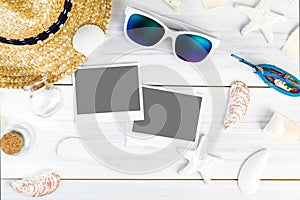 Summer Beach accessories White sunglasses,starfish,straw hat,sh