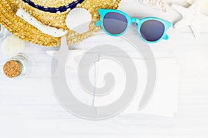 Summer Beach accessories White sunglasses,starfish,straw hat,sh