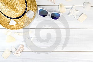 Summer Beach accessories White sunglasses,starfish,straw hat,sh