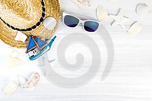 Summer Beach accessories White sunglasses,starfish,straw hat,sh